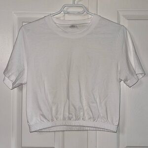 NWOT Aritzia Wilfred Classic White Cinched Cropped Tee